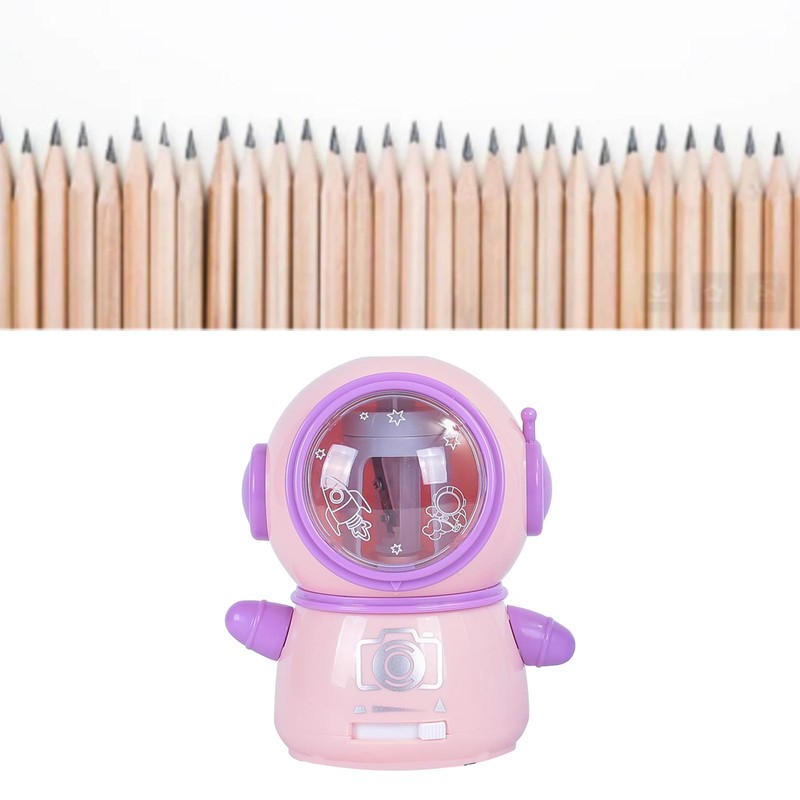 Spaceman Pencil Sharpeners Cartoon Cute Safe Flexible Electric Pencil Sharpener