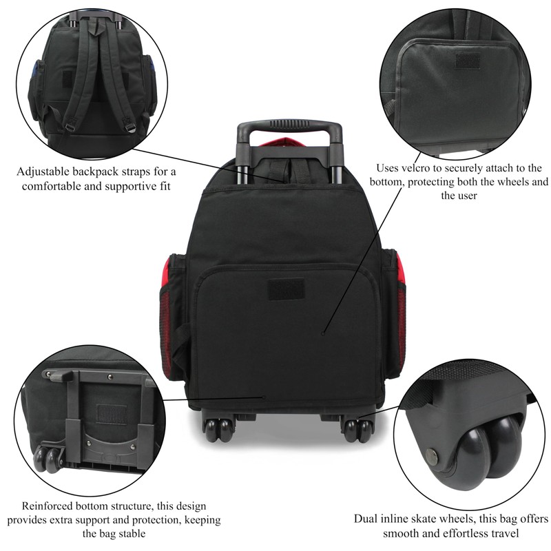 World Traveler Transworld 22-Inch Carry-On Rolling Backpack, Red