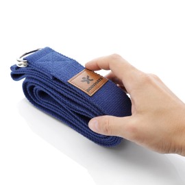 BODYMATE Yoga Strap with Metal Buckle, 250 cm long and 3.8 cm wide, Yoga Band for Beginners and Advanced Users, Yoga Belt made from 100% Cotton