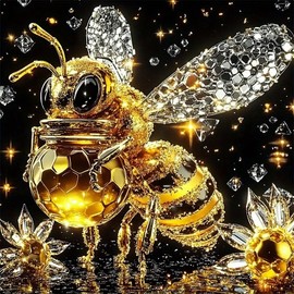 TKJKSNDA Diamond Art Kits for Adults Bee - DIY Animal Diamond Painting Kits, 5D Full Drill Round Diamonds Dots Art and Crafts for Adults Home Wall Decor 14 X 14inch