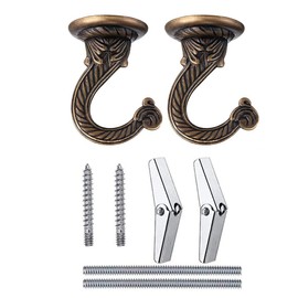 GDQLCNXB 2 Sets 55mm/2.17" Ceiling Metal Ceiling Hooks, Heavy Duty Swag Hooks with Hardware for Hanging Plants/Chandeliers/Wind Chimes/Ornament (Bronze Color)