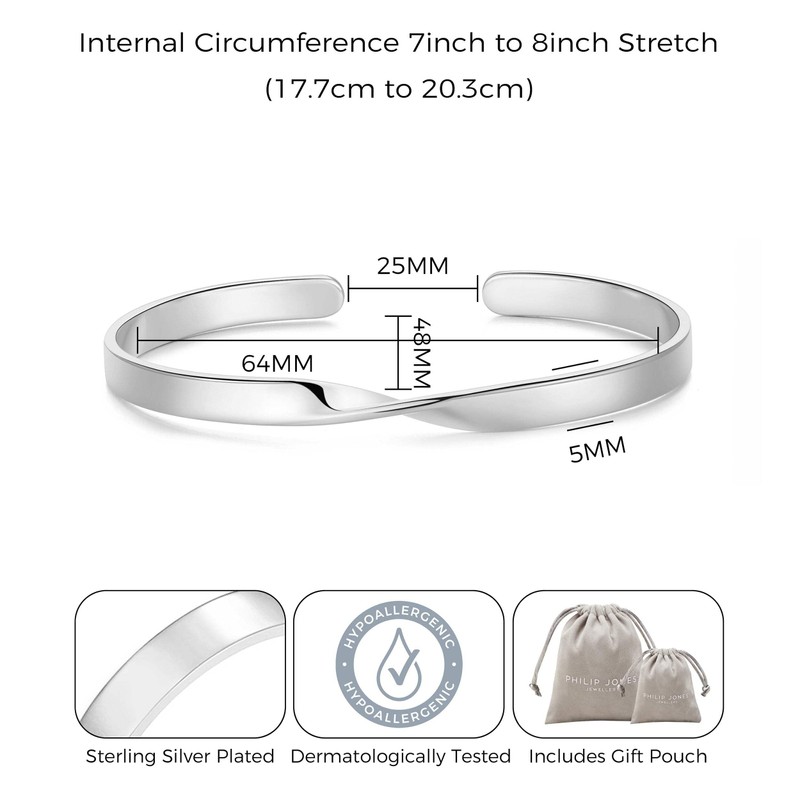 Philip Jones Silver Plated Twist Cuff Bangle