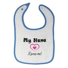 Toddler & Baby Bibs Burp Cloths My Nana Loves Me! Heart Grandmother Grandma Funny New Cotton Items for Girl Boy Gifts Ac White Blue Design Only