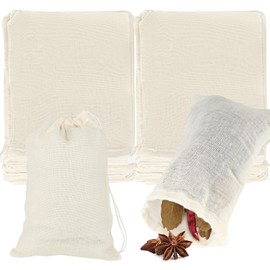 40 Pieces Muslin Bags, 15x10cm Cotton Muslin Bags for Cooking, 100% Cotton Drawstring Bag, Reusable Tea Bags Empty Mesh Bags Spices Bags for Jam Making, Loose Tea, Coffee, Filters, Spices
