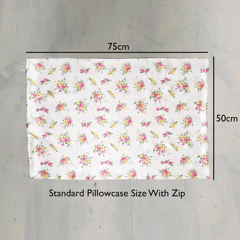 %100 Pure Mulberry Silk Satin Pillowcase, 22 mm Printed, Standard