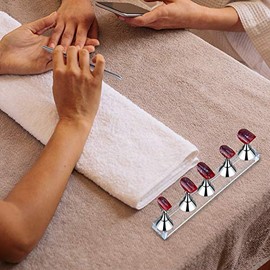 4 juegos de soporte de acrílico para uñas de uñas, soporte magnético para práctica de uñas, soporte de diseño de uñas para herramientas de manicura de uñas postizas (plata)