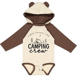 inktastic Camping Crew Long Sleeve Creeper 12 Months Natural & Brown W Ears 4596d