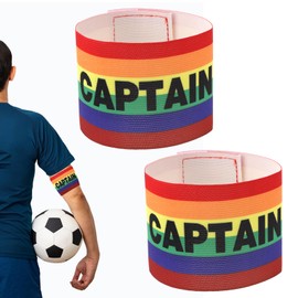 Pack of 2 Captain's Armband Football Bracelet, Rainbow Bracelet, Captain's Bracelet, Adjustable Captain Leader Bracelet, Multicoloured Elastic Captain's Bracelets, Football Bracelet, Elastic Band for