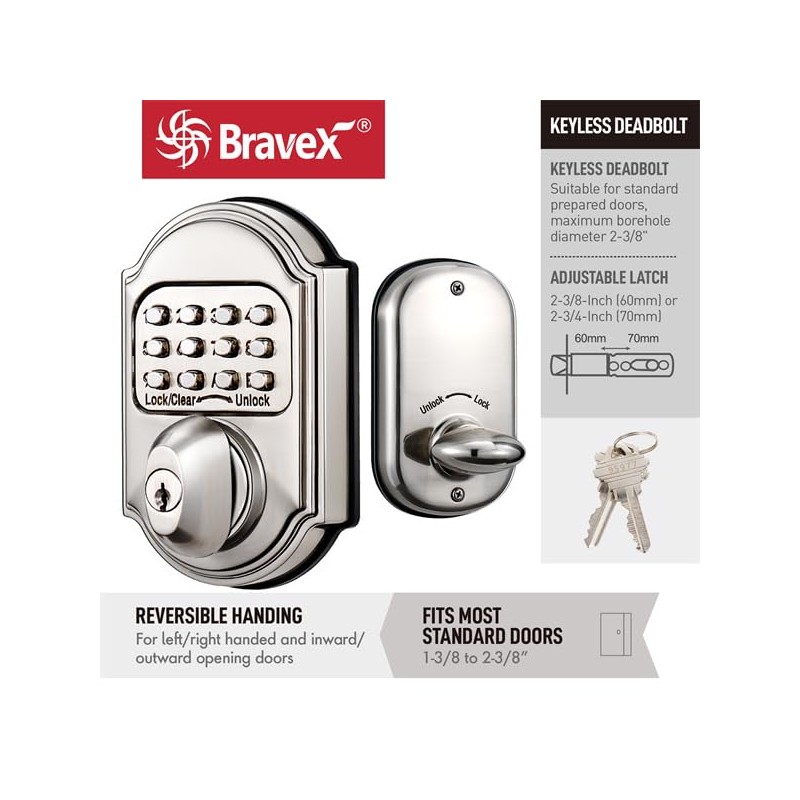 Keyless Entry Keypad Deadbolt Door Lock, Zinc Alloy Sabbath Lock