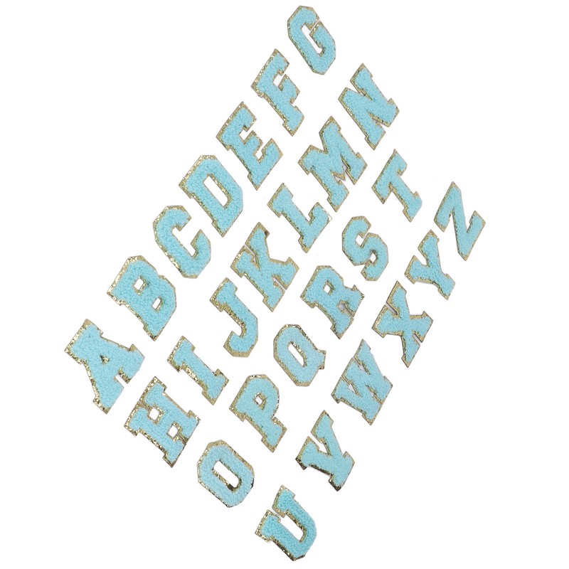 26 Pcs Iron On Letters A to Z Blue Letters