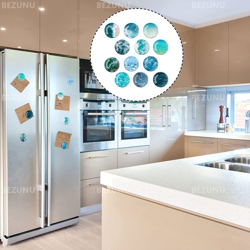Fridge Magnet, 10 PCS Ocean Crystal Glass Magnetic Fridge Magnet