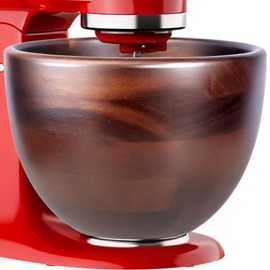 Premium Walnut Wood Mixing Bowl Compatible with KitchenAid 4.5 & 5 QT Tilt-Head Models – Natural Food-Grade Walnut Wooden Bowl with Stainless Steel Locking Base | 5QT