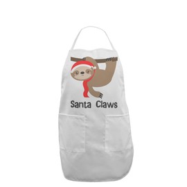 TooLoud Cute Christmas Sloth - Santa Claws Adult Apron - White - One-Size