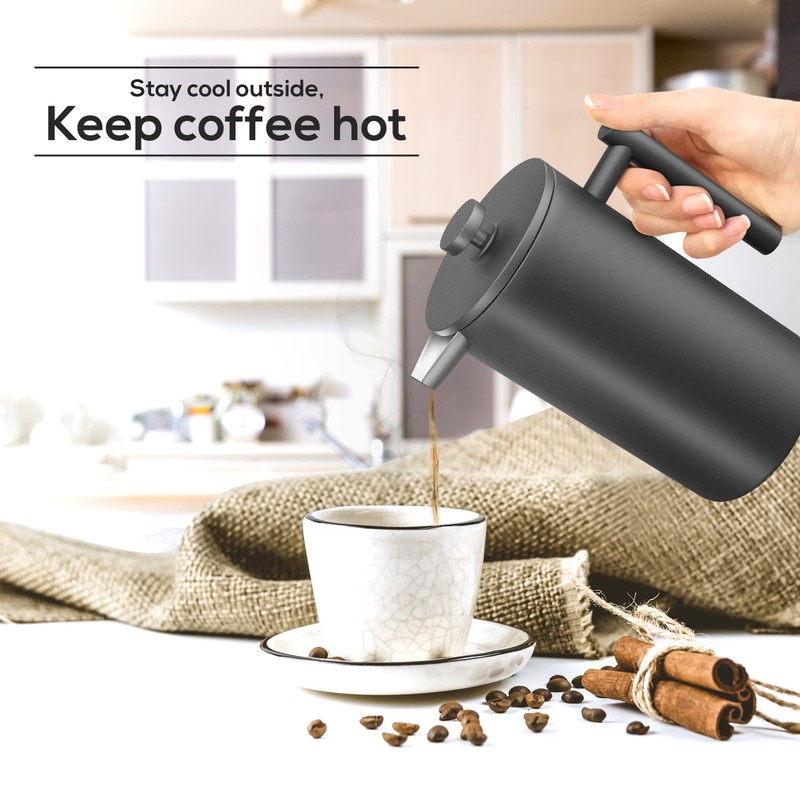 Utopia Kitchen French Press Coffee Maker, Double Wall Insulated Stainless