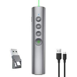 Metal Presentation Clicker with Laser Pointer for Powerpoint Presentations Powerpoint Clicker Remote Wireless Presenter Presentation Clicker Power Point Clicker (Green Light-Model A)