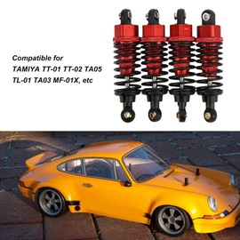 RC Shock Absorber Replacement Parts, 4 Pieces Aluminium Shock Absorber Metal Shock Absorber Oil RC Damper Set Adjustable Shock Absorber Damper Set for TT-01 TT-02 TA05 TL-01 TA03 MF-01X