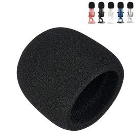 Pop Filter/Windscreen for Blue Yeti and Yeti Pro Microphones, Podcast Recording Microphone Windscreen Muff Windshield, Foam Mic Cover for Wind and Ambient Noise Reduction, Black