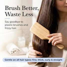ZWS Bamboo Hair Brush, Wooden Hairbrush for Static & Frizz-Free Styling, Natural Scalp Massage Detangling Brush with Eco-Friendly Bristles for All Hai