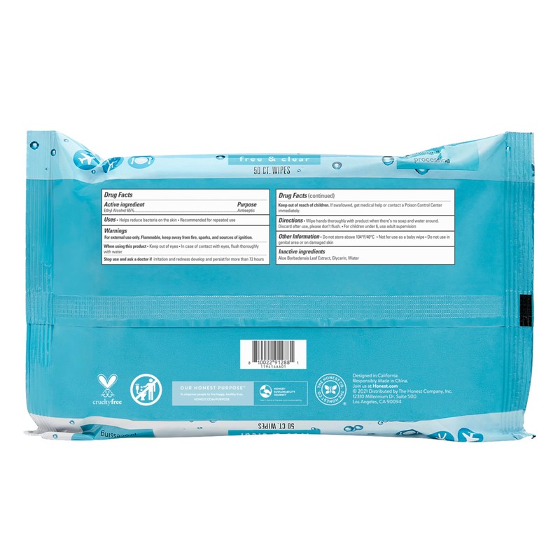 The Honest Company Fragrance Free Sanitizing Alcohol Wipes | Antibacterial