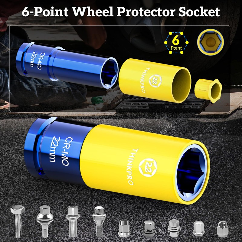 Thinkpro Lug Nut Impact Socket 1/2 inch Drive,8 Pieces Thin