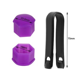 QitinDasen Pack of 20 19 mm Car Wheel Nut Covers, Universal Tyre Nut Caps, Hexagonal Car Hub Screw Cover with Removal Tool (Purple)