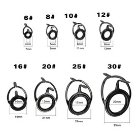 Zveniy 8 Pcs Double Leg Fishing Rod Guides Repair Kit Ceramic Fishing Pole Rod Guide Rings Rod Tip Replacement Fishing Guide Eye for Freshwater Saltwater Rod