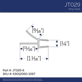 DreamLine Clear Bottom Vinyl Sweep with a Deflector 42" Length, JT029-6, for 6 Glass Shower Door, 63012060-1067, 42.01 In. L