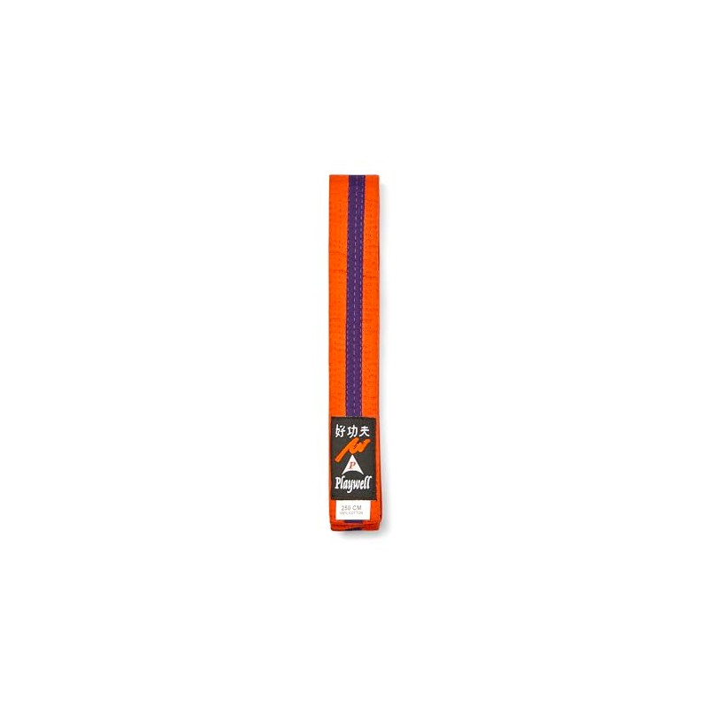 Playwell Martial Arts Cotton Coloured Belt With Various Coloured Stripes