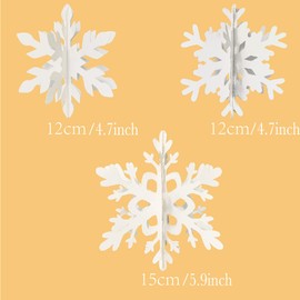 Winter Christmas Hanging Snowflake Decorations 12 Pcs Snowflakes Garland Hanging Snowflake for Christmas Winter Wonderland Holiday New Year Party Home Decorations (White)