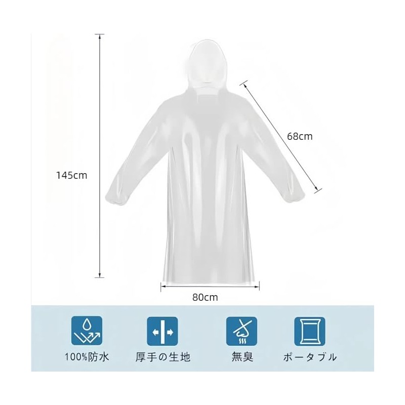 FTXJEHG Disposable Clear Rain Poncho, Pack of 10, One Size