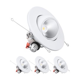 TORCHSTAR 6 Inch LED Gimbal Retrofit Recessed Light Dimmable, 5000K Daylight, 12W CRI90 Directional Eyeball Can Light, Swivel Adjustable Spotlight Downlight ETL, Pack of 4