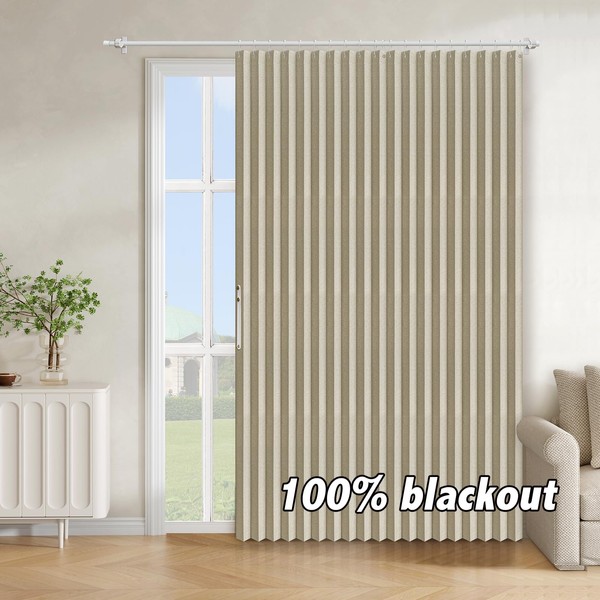 AJAZZ 100% Blackout Cream Yellow Accordion Door Curtains (98" W