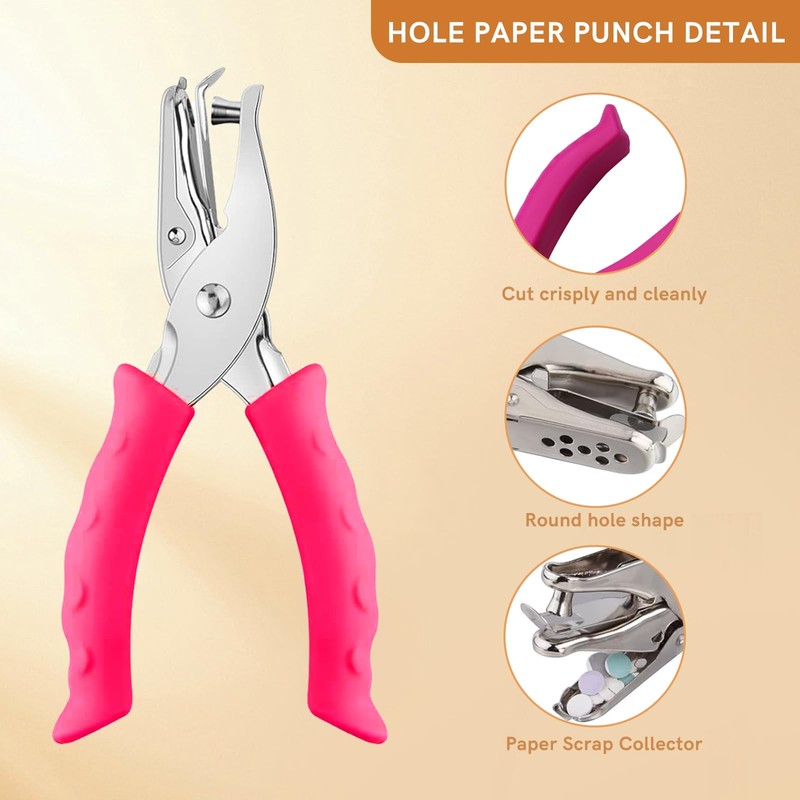 Single Hole Punch – 6mm Handheld Paper Punch with Soft