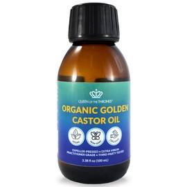 QUEEN OF THE THRONES Organic Golden Castor Oil - 100mL (3.38oz) | 100% Pure & Expeller-Pressed for Hair, Skin & Nails | Hexane Free | USDA Certified