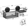 LEVERLOC Shower Caddy Suction Cup, Black Shower Shelf with Hooks