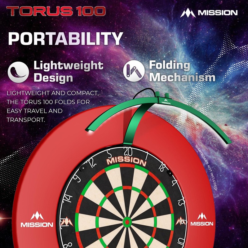 Mission Darts TOR100 Torus 100 Dartboard LED Foldable Portable Dartboard
