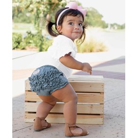 RuffleButts Baby/Toddler Girls Volantes Tejido Bloomer, Negro, 0-3 meses