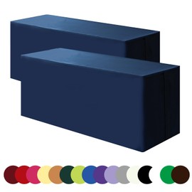 Hstbgdlk NAVYBLUE-4FT Tablecloth Fitted Table Covers for 4Foot Rectangle Tables - Water Resistant Washable Fabric Polyester Table Clothes for Parties, Trade Show（48L x 24W Inches）