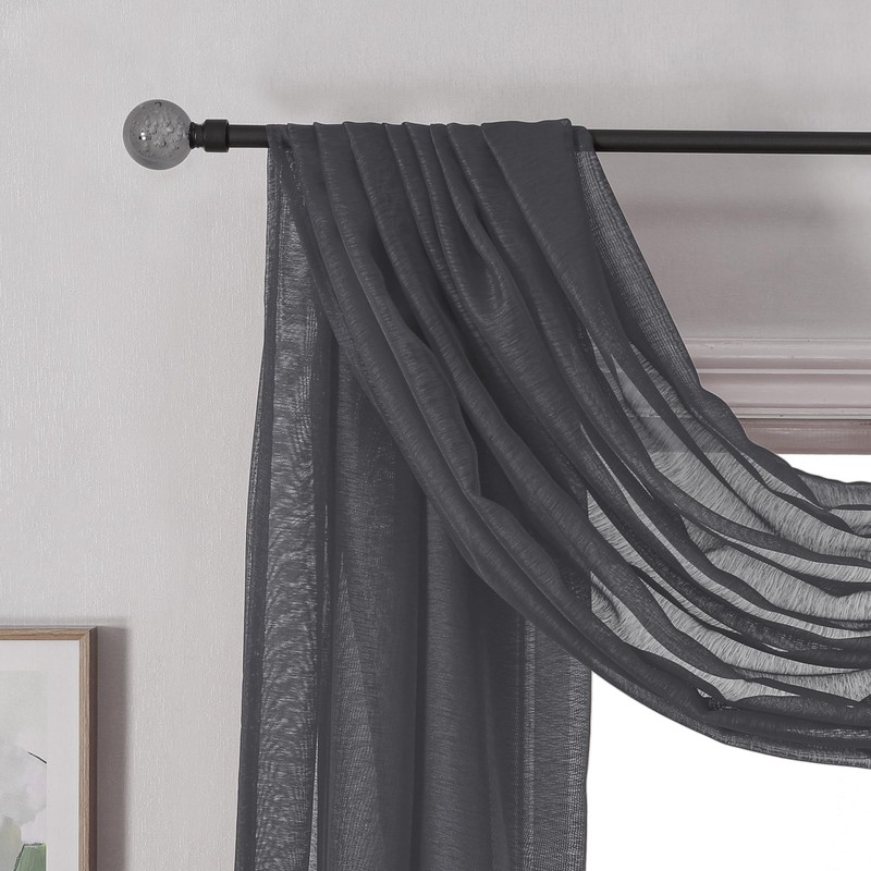 DONREN Luxury Soft Sheer Curtains Scarf for Windows - Semi