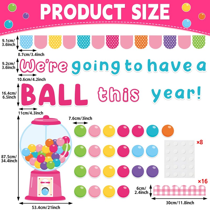 Gumball Machine Bulletin Board Set Pink Bubble Gumballs Bulletin Board