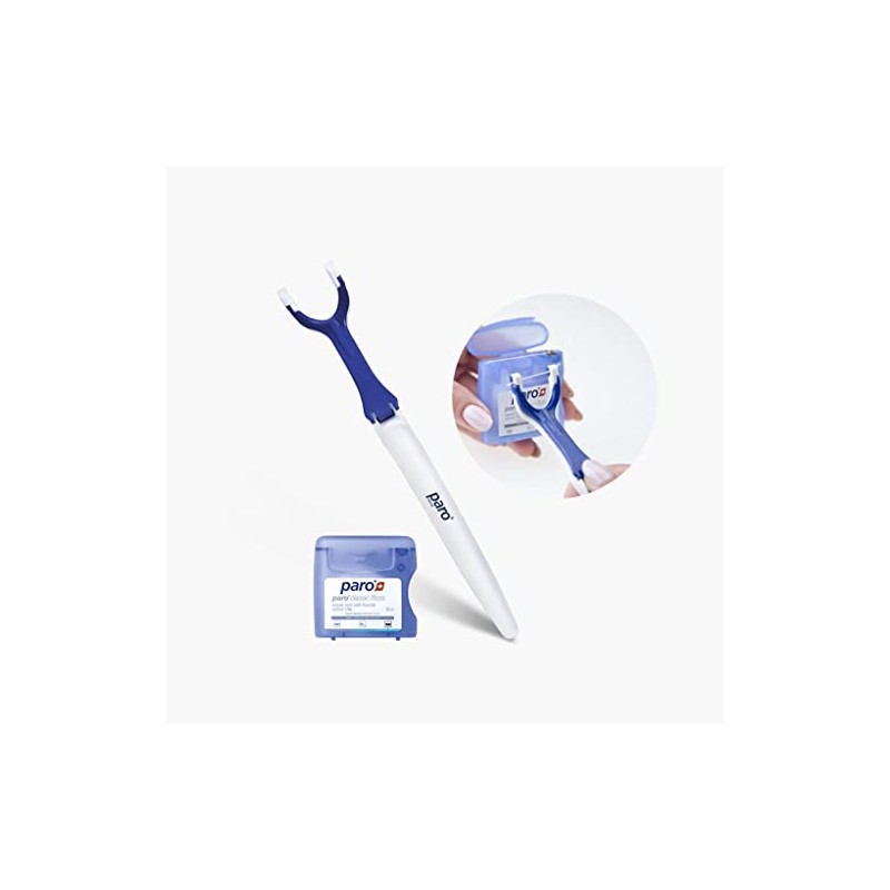 Paro Floss Holder with Easy Grip and Paro Classic Floss