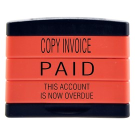 Trodat 3-in-1 Business Stamp Stack with texts COPY INVOICE – PAID – THIS ACCOUNT IS NOW OVERDUE, Red Body - Black Ink, 2 x 6 x 5,5