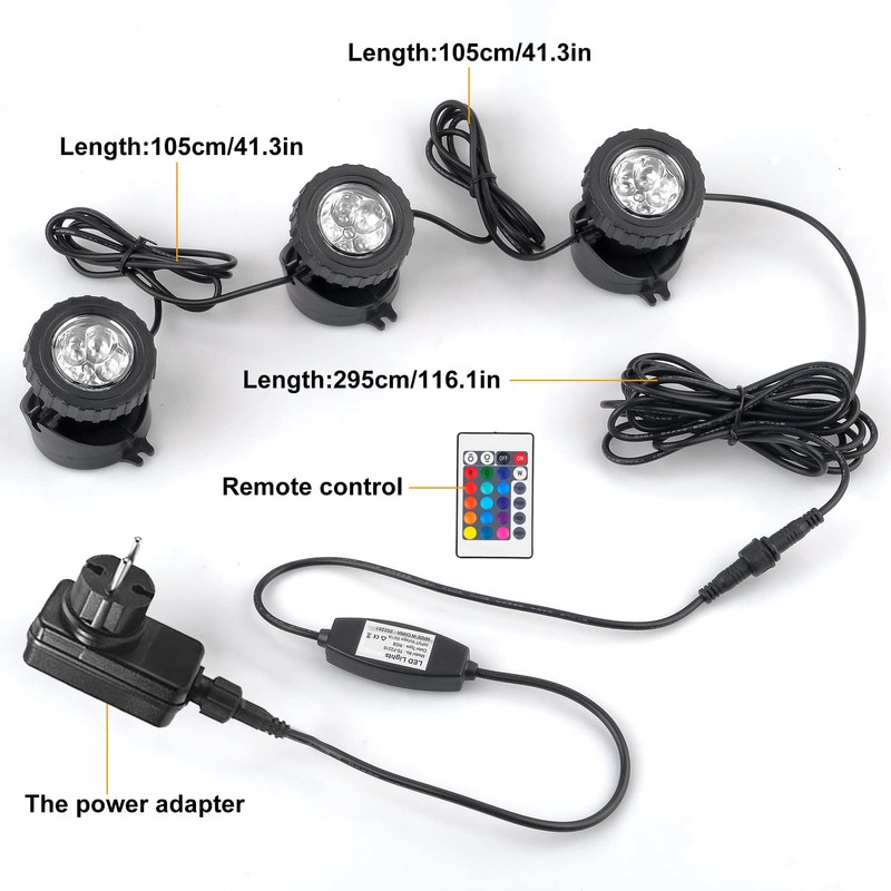 NATPOW Pond Lighting LED Underwater, Underwater Lighting RGB Underwater Pond