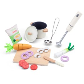 Woet Wooden Toy Soup Set for Toddlers 24 Months+ – Kitchen Playset with Pot, Blender, Vegetables & Cutting Board – Pretend Cooking Play Food Set for Boys and Girls