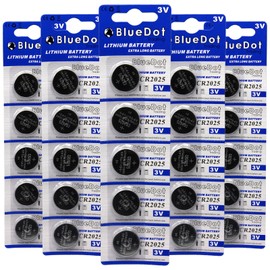 BlueDot Trading CR2025 3 Volt Lithium Coin Cell Long-Lasting Batteries for Watches, flameless Candles, calculators, and Many Other Devices, Pack of 25