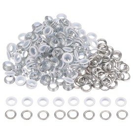 sourcing map 200 Sets Colour Round Nozzles 10 mm Hole Metal Eyelets with Washers for Scrapbooking Shoes Clothing Leather Canvas White