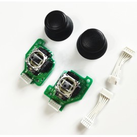 JMXLDS Gametown Analog Stick Joystick with PCB Board+3D Stick Caps+Connector Cables for Wii U GamePad Controller Left Right Set