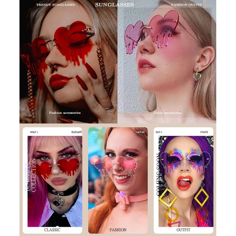 BOJOD Gafas de sol con forma de corazón para mujer,