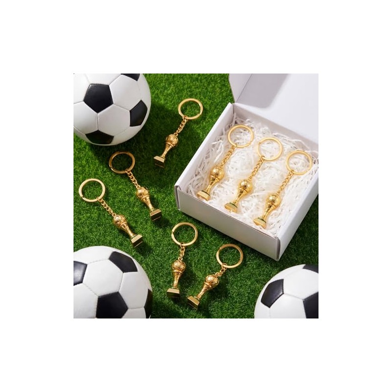12 Pcs 3D Soccer Trophy Keychain Set - Perfect for