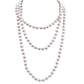 Pearl Necklace Women, Pearl Necklace, Pearl Necklace, Long Pearl Jewellery Accessories, Elegant Pearl Jewellery, Fashionable Fashion Jewellery Necklace, Chain Necklace for Men and Women, Glass, 0